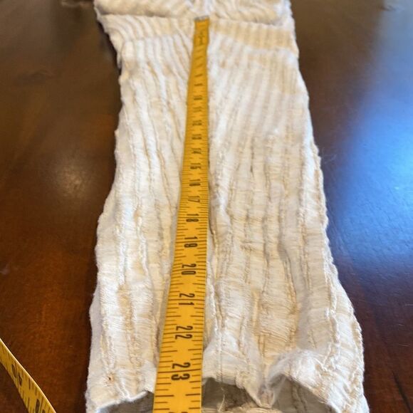 Novi Linen Knubby Slim Pants M/L Cream Striped Drawstring Beach Resort Bali Boho - Picture 5 of 12